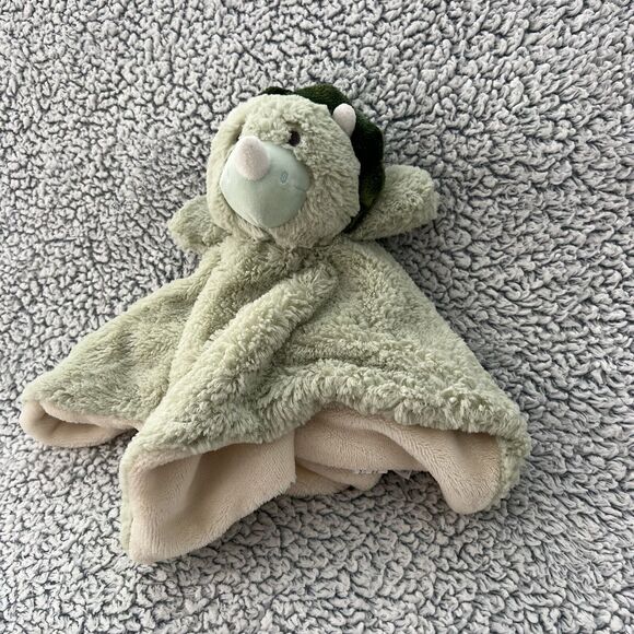 Linzy Dinosaur Baby Lovey Plush Rattle Green Mint Security Blanket Rhino 14" - Picture 10 of 10